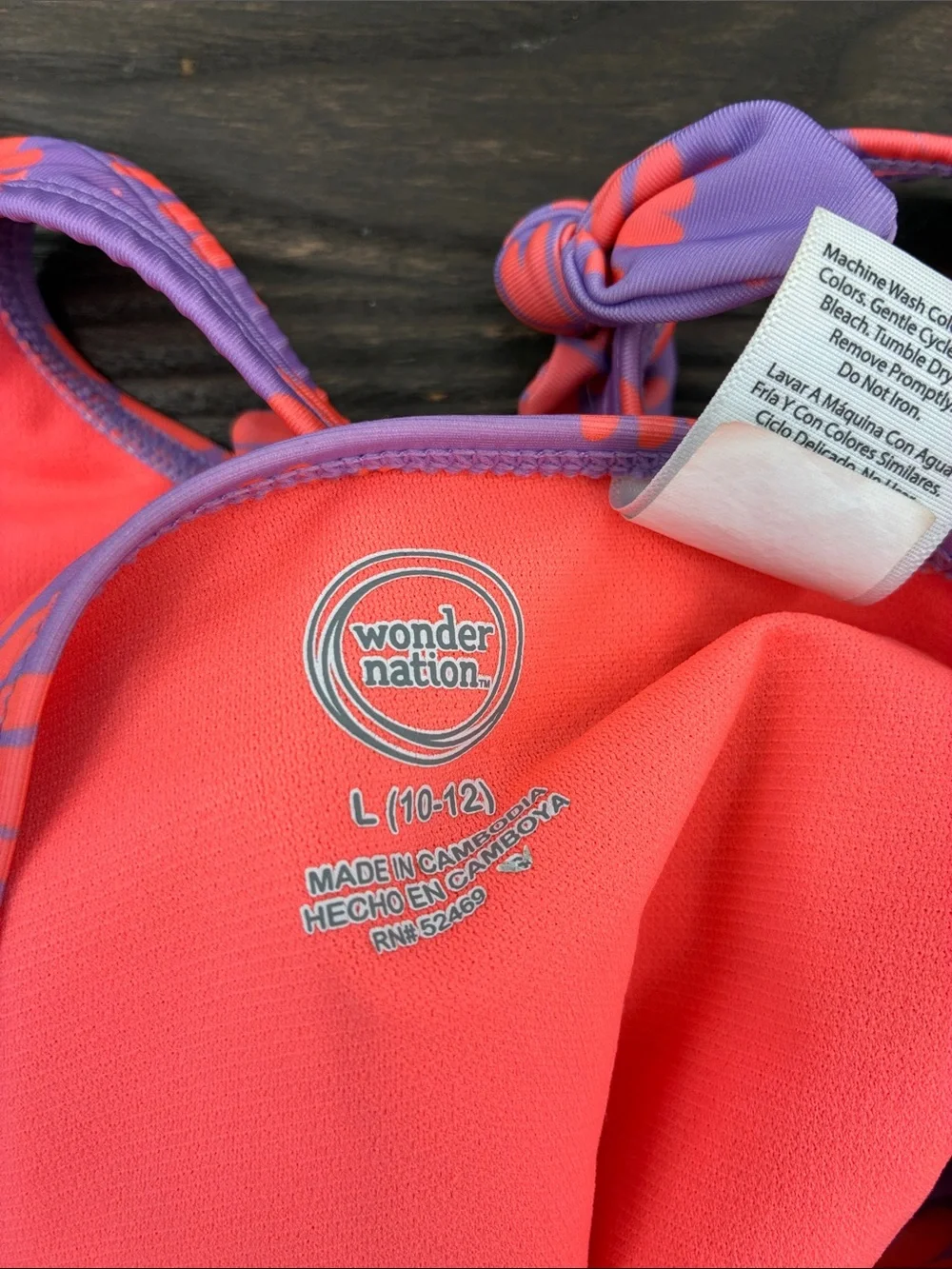 3For$20 wonder nation Pink and Purple Girls' Swim Top size 10-12 Large
